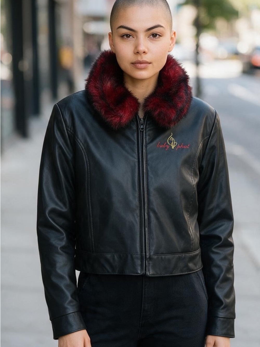 Vintage Y2K Baby Phat Cropped Bomber Jacket - BP113 Faux Fur Lined - Medium